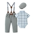 thumbnail image 2 of CARETOO Baby Boy Clothes Gentleman Outfit Suits 0-18M Infant Shirts Suspender Pants Bowtie Beret Hat, 2 of 13
