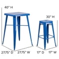 thumbnail image 4 of Bowery Hill Metal 3 Piece Bar Table Set in Blue, 4 of 9