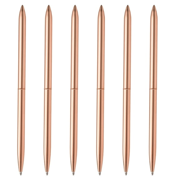 Slim Metallic Ballpoint Pen, 6Pcs Writing Pens, Rose Gold