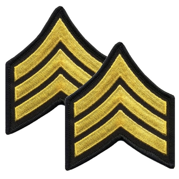 Hero’s Pride SGT Chevron Patch Pair, Medium Gold/Black, 3" Wide, 2-Pack