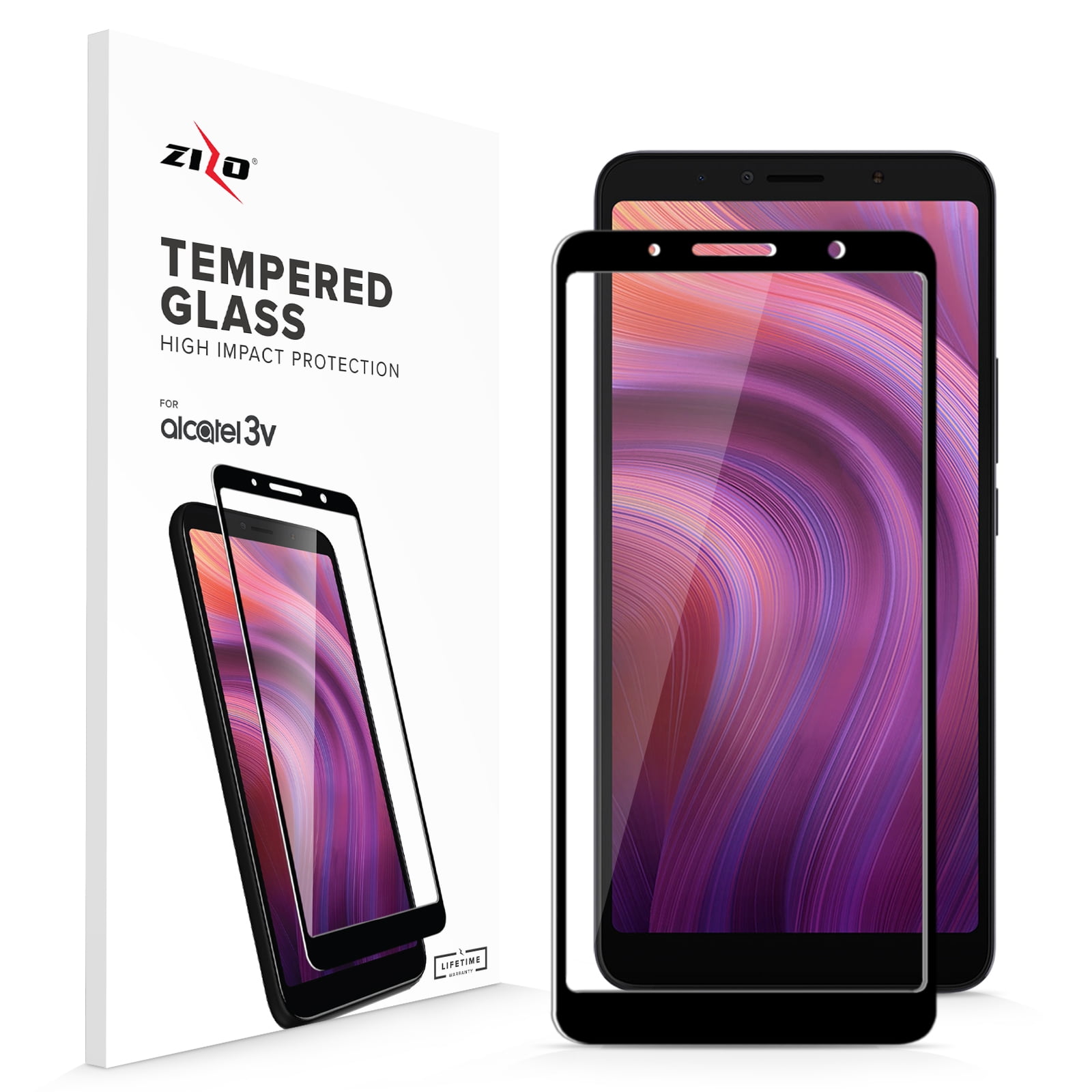 ZIZO TEMPERED GLASS Screen Protector for Alcatel 3V 2019 Full Glue