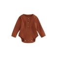 thumbnail image 1 of Faithtur Barboteuse Tricotée pour Bébé, Manches Longues Col Rond Solide Automne Hiver Body pour Filles Garçons, 1 of 8
