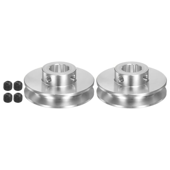 2 Sets V-Type Pulley 10mm Bore 41mm Outer Dia Single Groove Aluminum Alloy for 3-5MM PU Round Belt