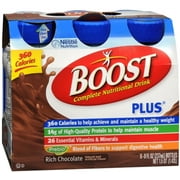 6 Pack - BOOST PLUS Nutritional Energy Drinks Chocolate 48 oz