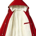 thumbnail image 4 of felwors Women's Fleece Lined Jacket Winter Coat Warm Thicken Sherpa Parka Jackets Casual Fuzzy Puffer Outwear with Hood Red, XXL, 4 of 8