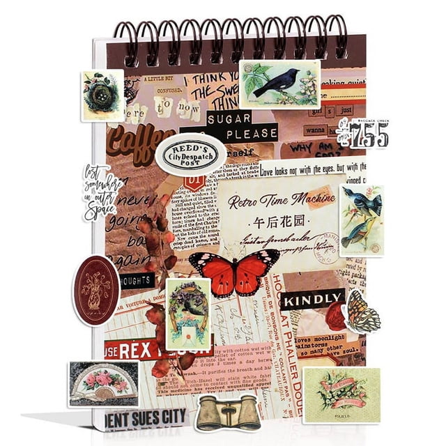 Vintage Stickers for Scrapbooking, 50 Sheets Precut Washi Stickers Book for Journaling, Junk Journal Supplies B
