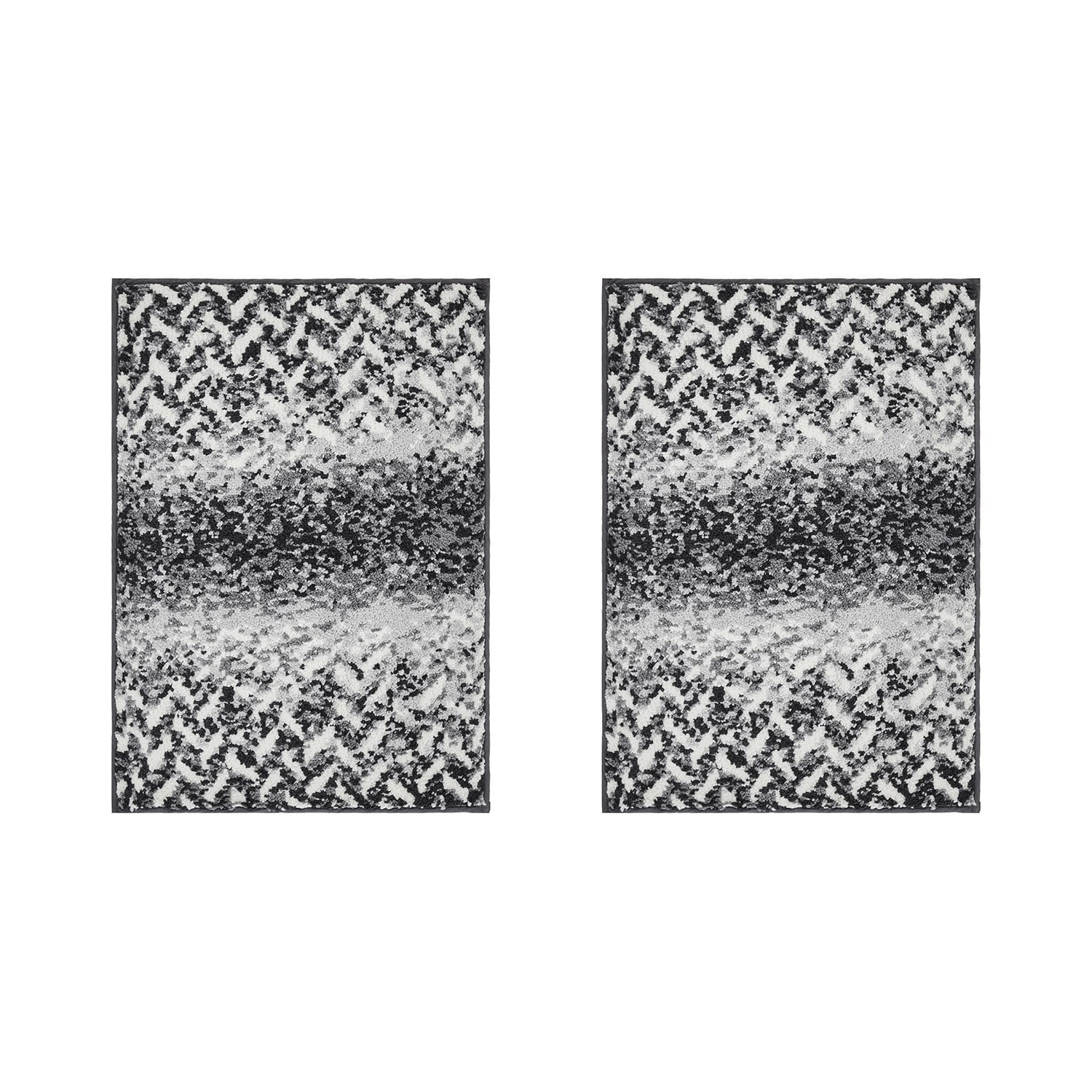 Better Trends Bath Rug Set 2 Piece Bath Mat Non Slip Micro Polyester Bathroom Floor Set, Shower, Tub, Casablanca Collection – (Gray)