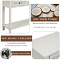 thumbnail image 3 of Console Table with Hollow-out Decoration, Storage Cabinet with 2 Drawers and Bottom Shelf, Classic Wood Cupboard with Large Storage Space for Bedroom Living Room, Ivory, 3 of 7
