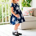 thumbnail image 5 of 6-7 Years Little Girls Short Sleeve Dresses Summer Cotton Casual Skater Swing Twirly Sundress 3-8 Years Navy, 5 of 5
