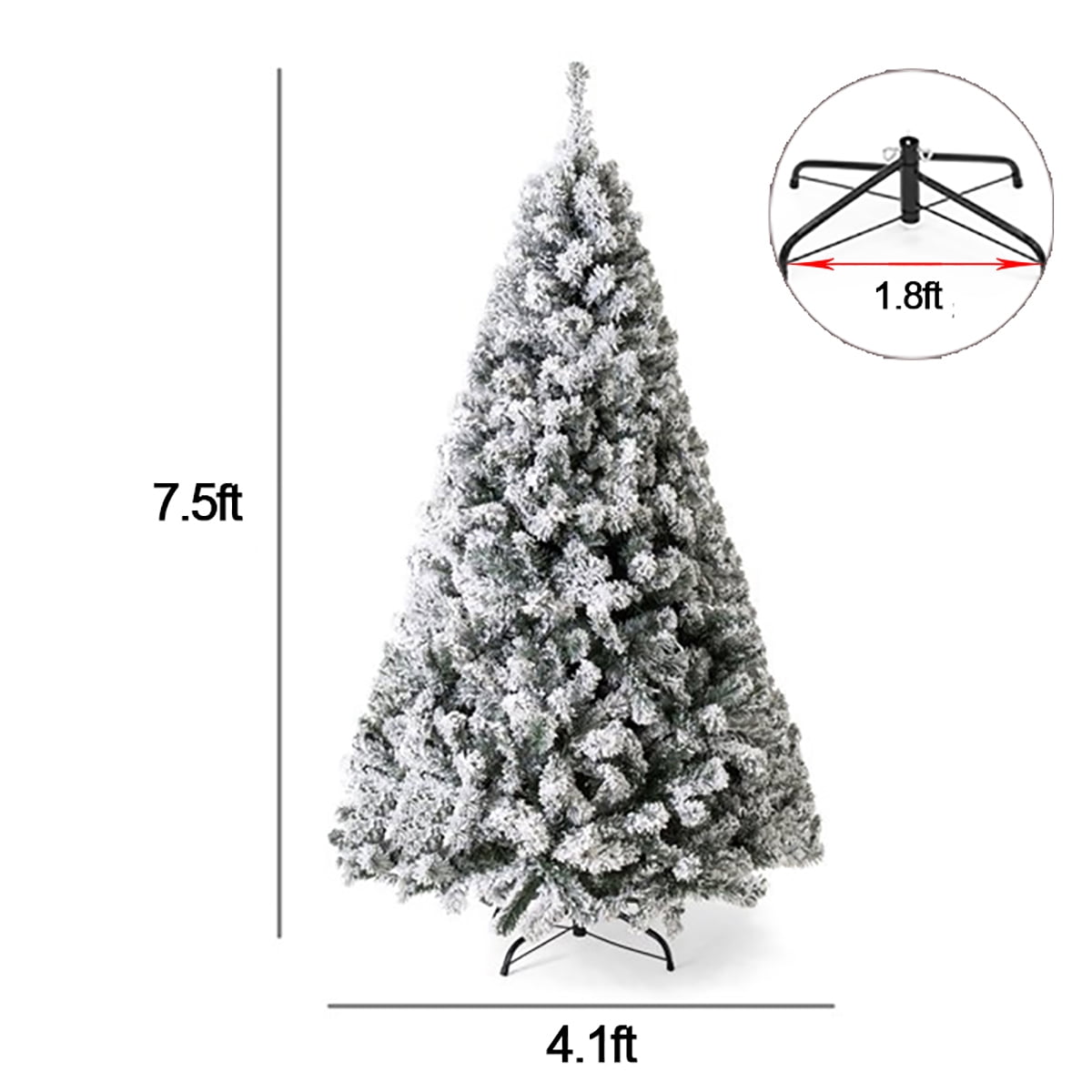 5//6//7FT Snow White Flocking Artificial Christmas Tree with Stand Xmas Decor