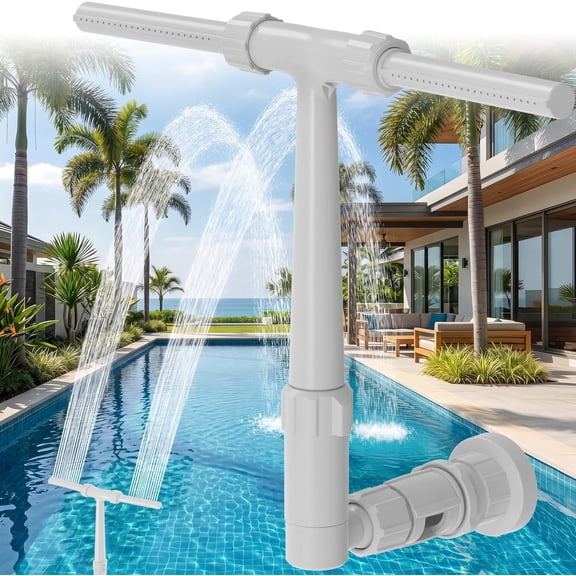 Dual Spray Pool Fountain, Adjustable Waterfall Sprinkler for Above Ground & Inground Swimming Pools, Garden Pond Aerator Decor