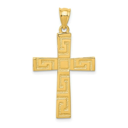 - Roy Rose Jewelry 14k Yellow Gold Polished Greek Key Cross Pendant