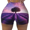 thumbnail image 2 of Fotbe Lavender Field Sunset Shorts Sin Costuras – Shorts Deportivos de Cintura Alta para Mujer, Elásticos para Gimnasio, Yoga, Running o Ciclismo-Large, 2 of 8