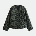 thumbnail image 4 of Women's Oversized Print Quilted Puffer Jacket Casual Padded Coat Green M, 4 of 8