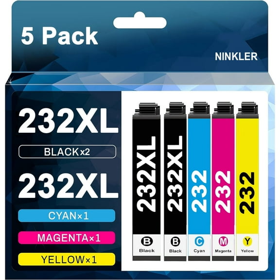 232 XL Printer Ink for Epson 232XL Ink Cartridges Combo Pack 5 XP-4205 XP-4200 Workforce WF-2930 WF-2950 Printer