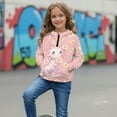 thumbnail image 3 of Xoenoiee Pink Axolotl Daisy Flower Print Oversized Sweatshirt for Girls Kids Fall Outfits Fashion Long Sleeve Hoodie Quarter Zip Pullover Tops with Kangaroo Pocket, 5-6 Years, 3 of 7