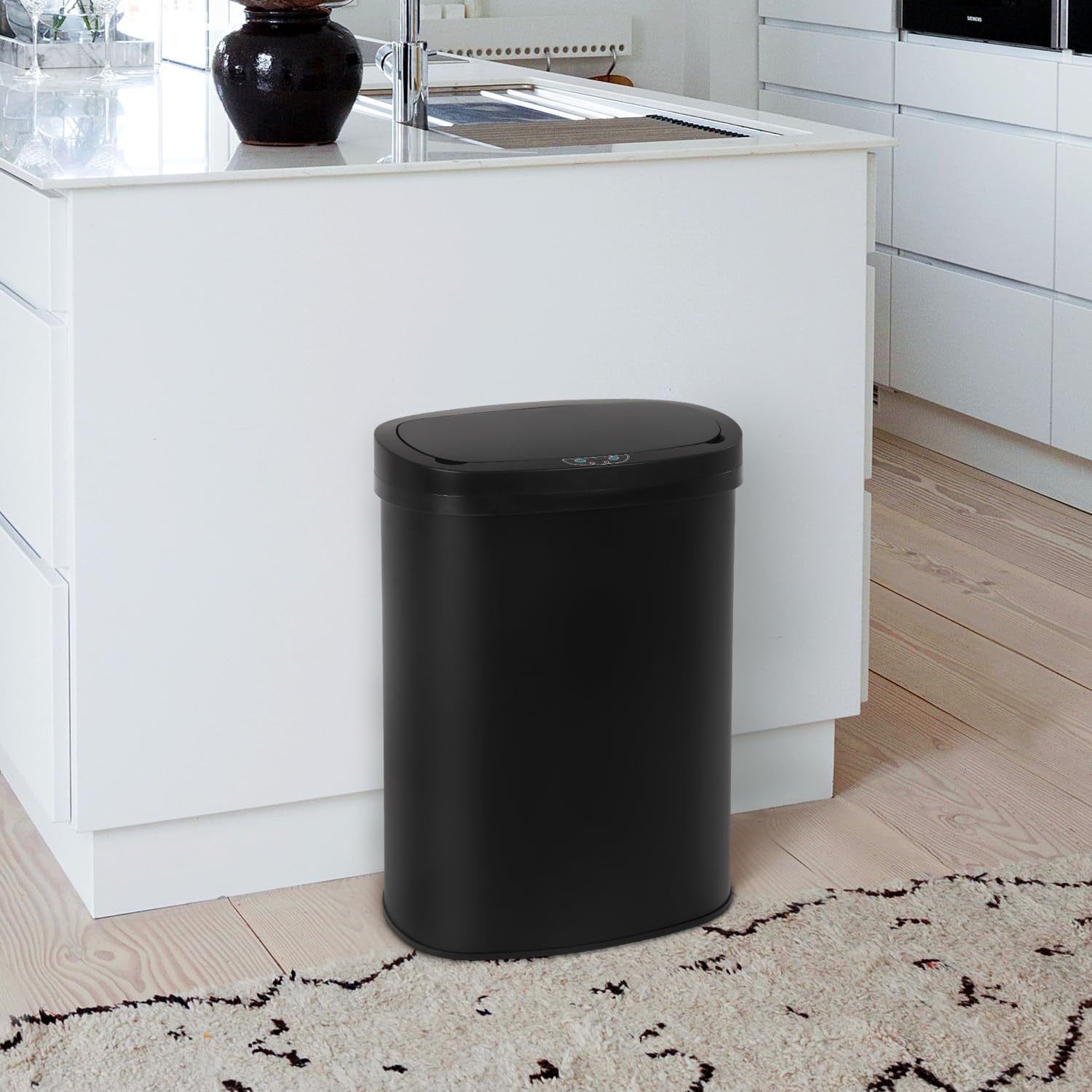 PayLessHere 13Gal Touchless Trash Can - Stainless Steel Auto Lid for Kitchen，Black