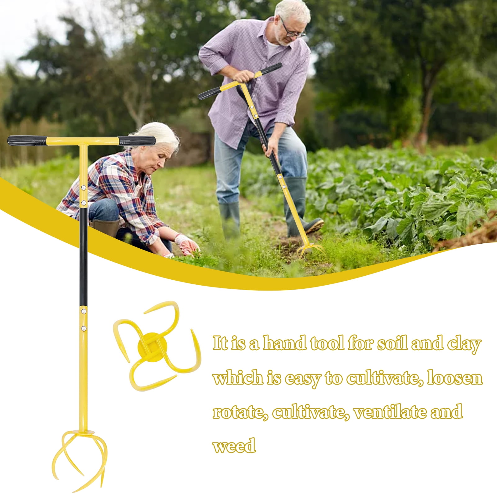 Buy Manual Cultivator Claw Hand Tiller Height Adjustable Hand