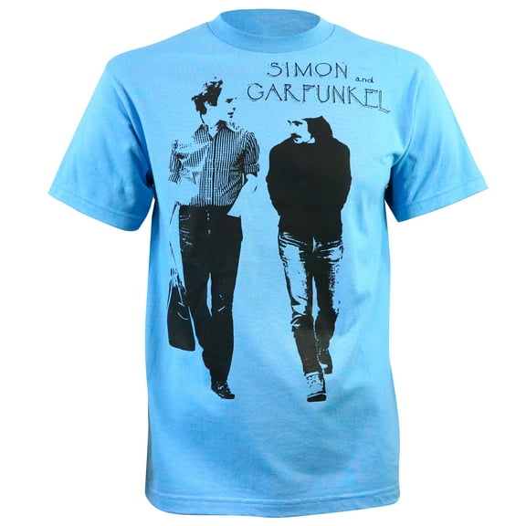 Simon And Garfunkel Men's Walking Slim Fit T-Shirt Medium Blue | Licensed Control Industry Merchandise