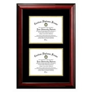 Campus Images  8 x 10 in. Double Degree Classic Mahogany Certificate Frame with Black & Gold Mats
