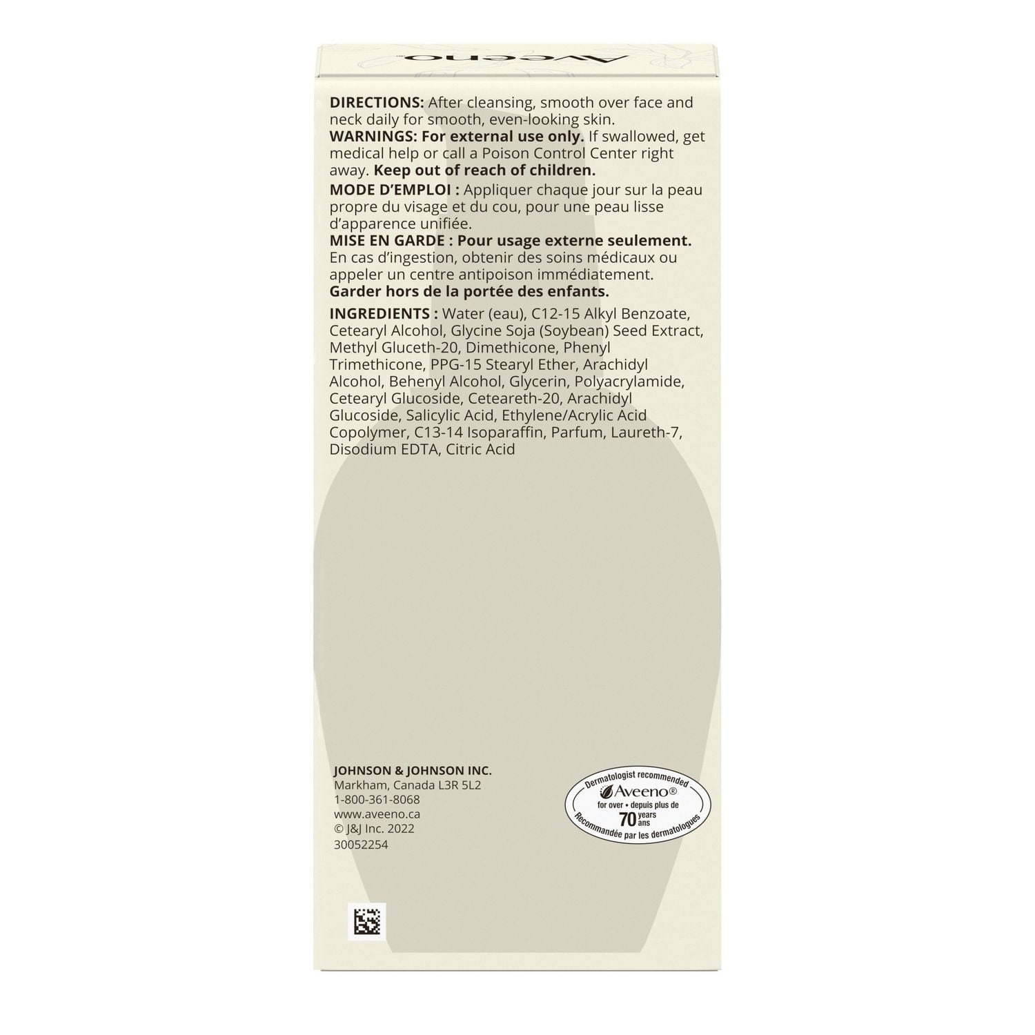 Hydratant quotidien Aveeno Clear Complexion, peau sujette à l’acné, hypoallergénique, acide salicylique, soja 120 ml