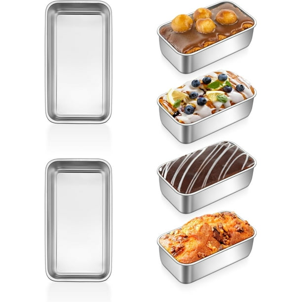 Set 6 Moldes Mini para Pan de Acero Inoxidable 6.3x3.5" Sin Recubrimiento, Apto para Horno, Air Fryer y Lavavajillas