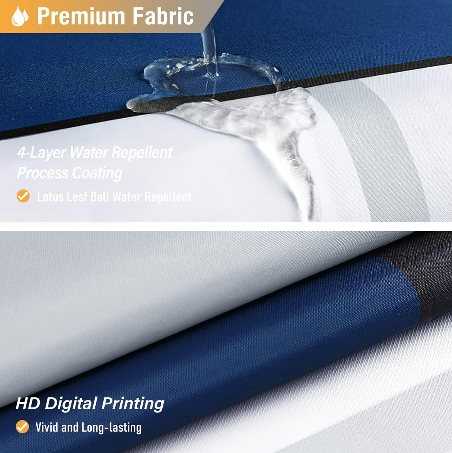 Extra Long Shower Curtain, 72x84 Inches Long Geometric Waterproof Cloth Shower Curtain Set with 12 Hooks, Weighted Hem, Tall Modern Polyester Fabric Shower Curtain for Bathroom - Navy Blue