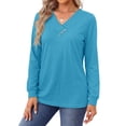 thumbnail image 2 of Fantaslook V Neck Blouses for Women Dressy Casual Tops Button Long Sleeve Shirts Trendy Fall Tops, 2 of 9
