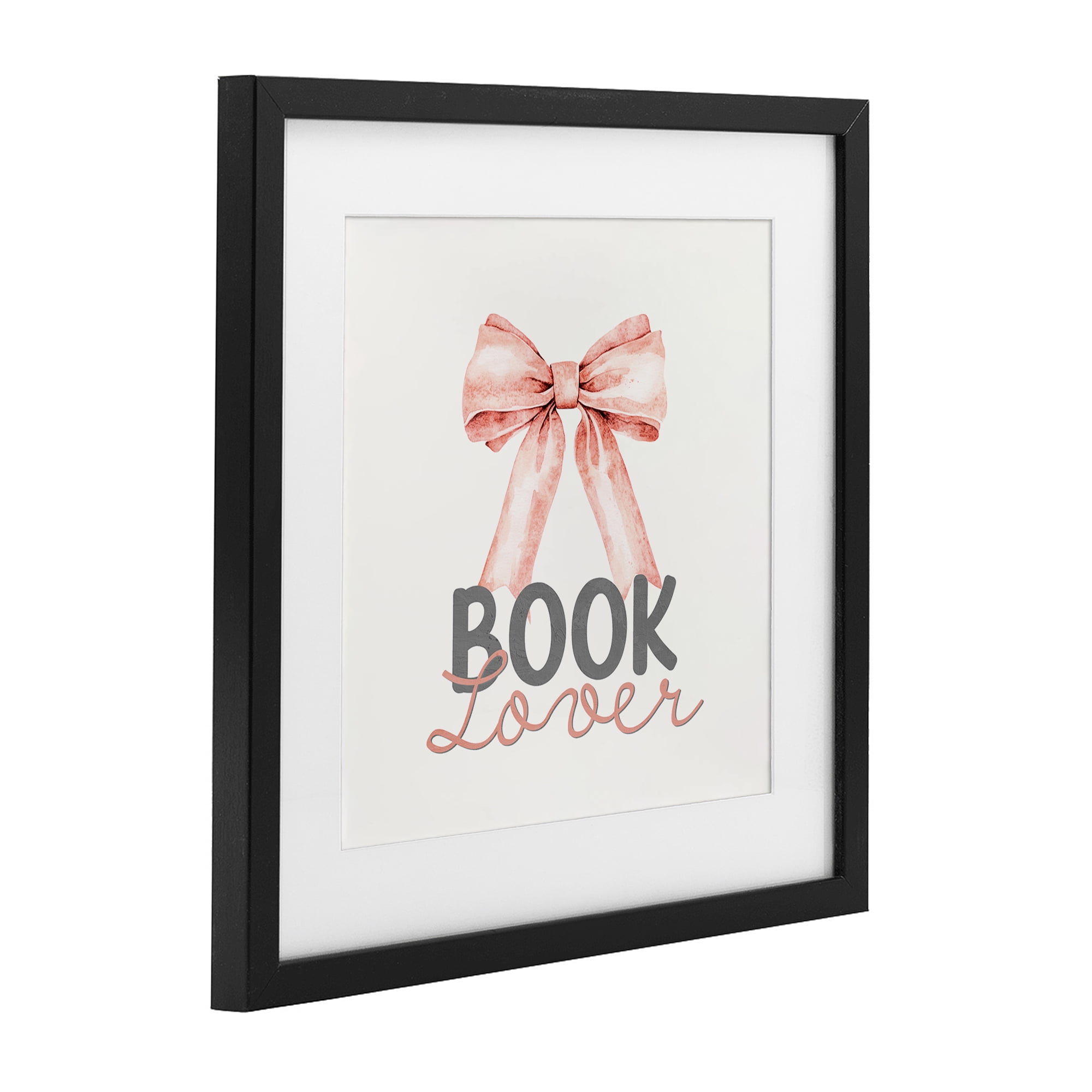 Stupell Industries Book Lover Pink Bow Black Framed Print Under Glass, design by Kim Allen