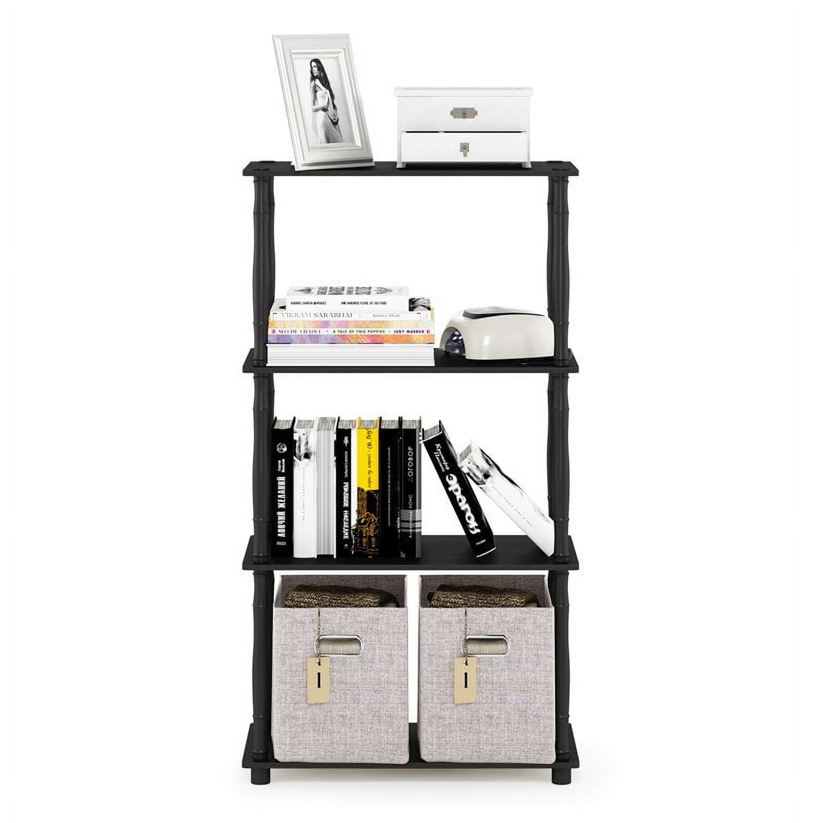 Furinno 23.6 W x 11.6 D x 43.25 H 4-Shelf Decorative Shelves, Americano and Black