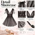 thumbnail image 3 of DAKIMOE Sexy Lingerie for Women Pajamas Set Deep V Neck Sheer Mesh Lace Babydoll Lingerie Dress with Thong 2 Piece for Valentine's Day Anniversary, 3 of 14