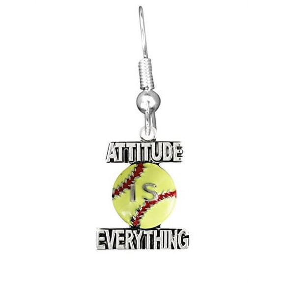 Attitude Is Everything, Softball Fishhook Earring" ©2011 Hypoallergenic, Safe-Nickel, Lead, & Cadmium Free!