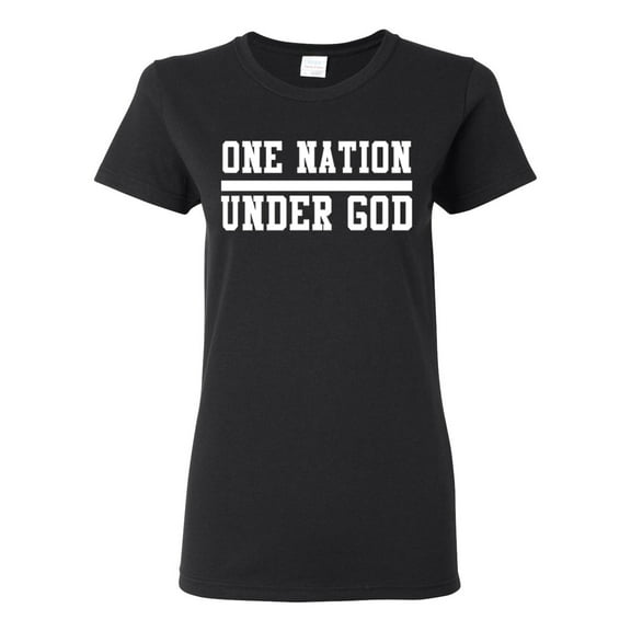 Wild Bobby One Nation Under God Inspirational/Christian Women Graphic Tee, Black, Small