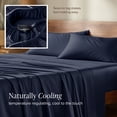 thumbnail image 6 of Bare Home Bamboo Sheet Set - Made from Rayon Fibers - Deep Pockets - 3 Piece - Twin XL, Midnight Blue, 6 of 10