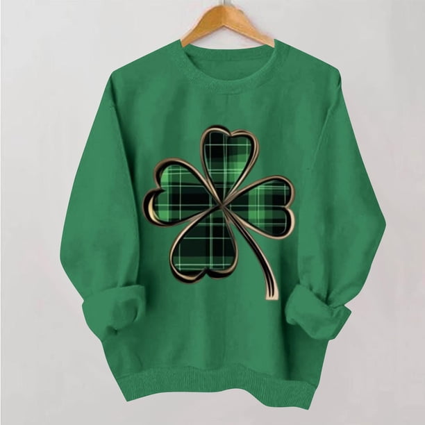 TaTaai Women Casual No Hood St Patrick's Day Printed Sweatshirt Crew Neck Long Sleeve Top Ladies Daily Commute Festival Wear Soft Warm Comfortable Stylish Pullover Top Gift