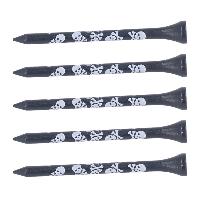 30Pcs 8cm Tees,Professional Bamboo Tees Less Friction Printed Skull Wooden Tees Golfing Accessories For
