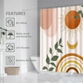 thumbnail image 3 of Mid Century Abstract Boho Aesthetic Shower Curtain Set, Green Nature Leaf Sun Modern Minimalist Home Bathroom Curtain Decor with 12 Hooks 72 Inch Wide * 84 Inch High, 3 of 6