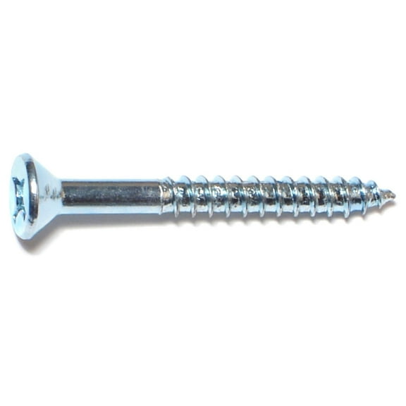 #10 x 1-3/4" Zinc Plated Steel Phillips Flat Head Wood Screws (35 pcs.)