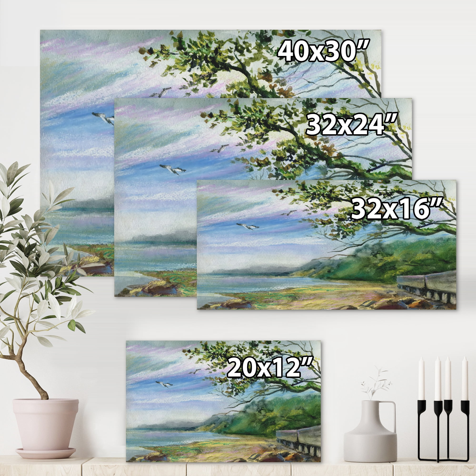 Designart ' Green Coast of The Baltic Sea ' Nautical & Coastal Canvas Wall Art Print