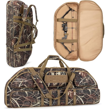 Soft Padded Bow Bag with Arrow Storage Pocket Adjustable Backpack and Shoulder Strap for Outdoor Hunting
