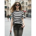 thumbnail image 4 of Rdhnmea Women's Striped Tops Short Sleeve Round Neck Loose Fit T-shirt, 4 of 9