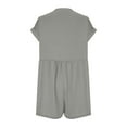 thumbnail image 3 of aidice Summer Rompers for Women Low V Neck Short Sleeve Button up Ruched Loose Casual Shorts Jumpsuits, 3 of 7