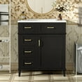 thumbnail image 2 of EUROCO 30" Bathroom Vanity with Ceramic Sink,Solid Wood Bathroom Makeup Cabinet with Soft Close Door,Adjustable Shelf and 3 Drawers,Free Standing Single Basin Vanity Set for Bathroom,Black, 2 of 7