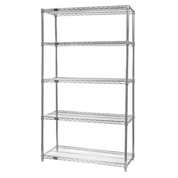 Wire Shelving 5-Shelf Starter Units - Stainless Steel, 21 x 48 x 74 in. - Stainless Steel