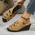 thumbnail image 4 of CQONEPT Women's Wedge Sandals Summer: Closed Toe Sandals for Women Platform Dressy Wedge Yellow Size 7, 4 of 8
