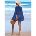 thumbnail image 2 of jinghuiyue Womens Summer Crochet Swimsuit Coverup Boat Neck Hollow Out Knit Sweater Tops Beach Vacation Clothes XXL, 2 of 7