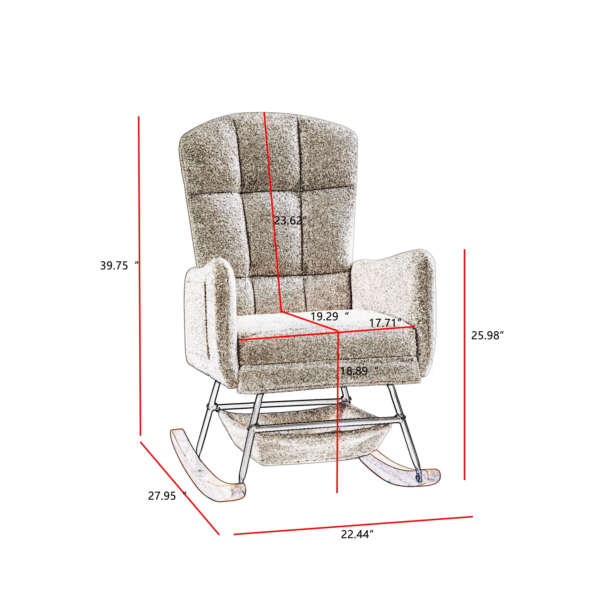 Leumius Teddy Rocking Accent Chair,High Backrest Upholstered Armchair Reading Chair for Reading,Bedroom,Living Room,Pink