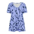 thumbnail image 3 of Zuesphe Womens Tunic Tops for Leggings Short Sleeve V Neck Summer Casual Pleated Blouses Flowy T Shirt Floral Summer Tops Basic Pullover, 3 of 4