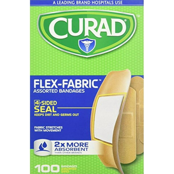 Curad Flex-Fabric Assorted Bandages 2X More Absorbent, 100 ea