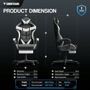 Soontrans Gaming Chair Office Chair, Massage Computer Chair with Adjustable Headrest & Lumbar Support & Footrest, Ergonomic High Back Game Gamer Chair for Adults Kids, Blue